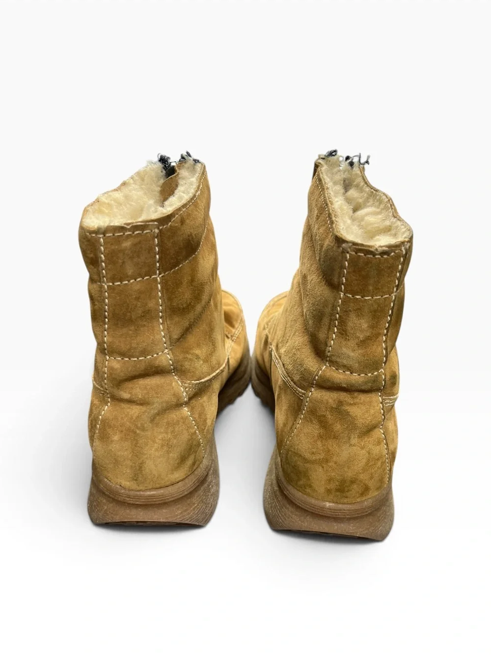 Rare Vintage 1970s Hush Puppies Tan Suede Winter Boots Size 12M